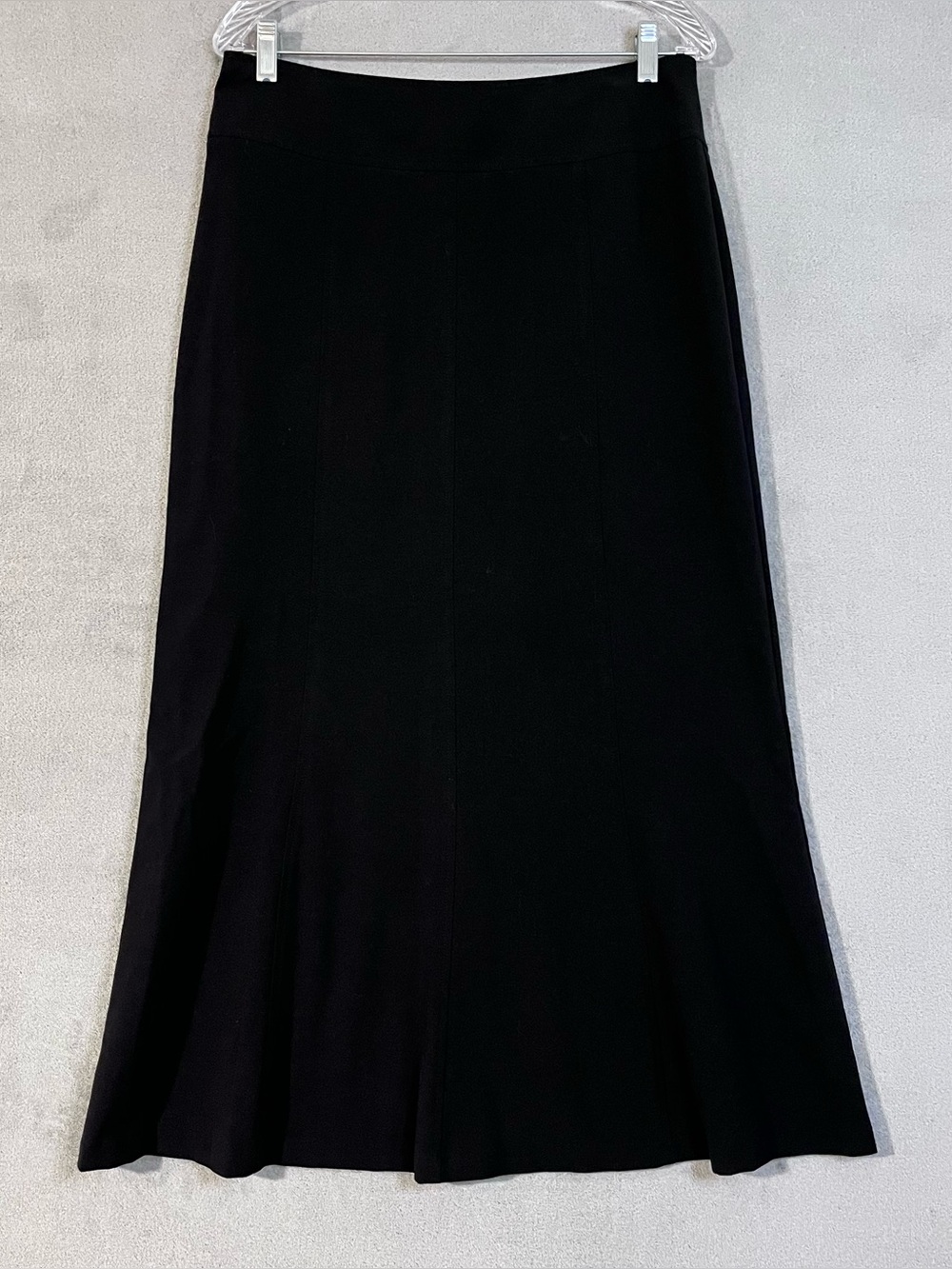 NYCC Classic Black Flared Pencil Midi Skirt Women 10 Back Zip Rayon Poly Spandex
